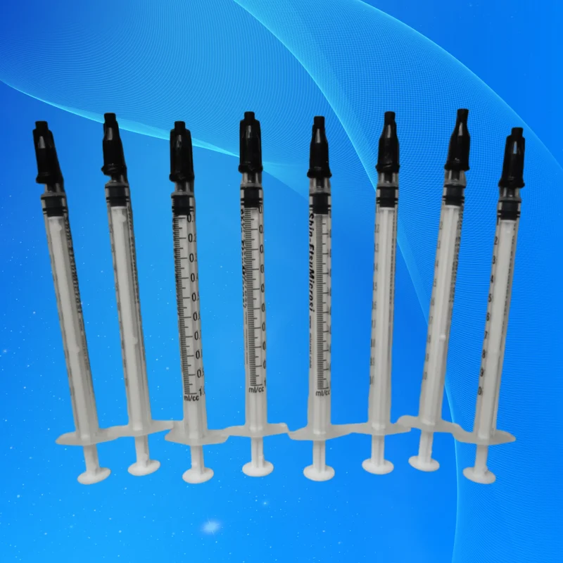Free Shipping 10 Sets Dispensing Plastic Manual Syringes 1cc/ml With White Plunger With Black Cap/Stopper