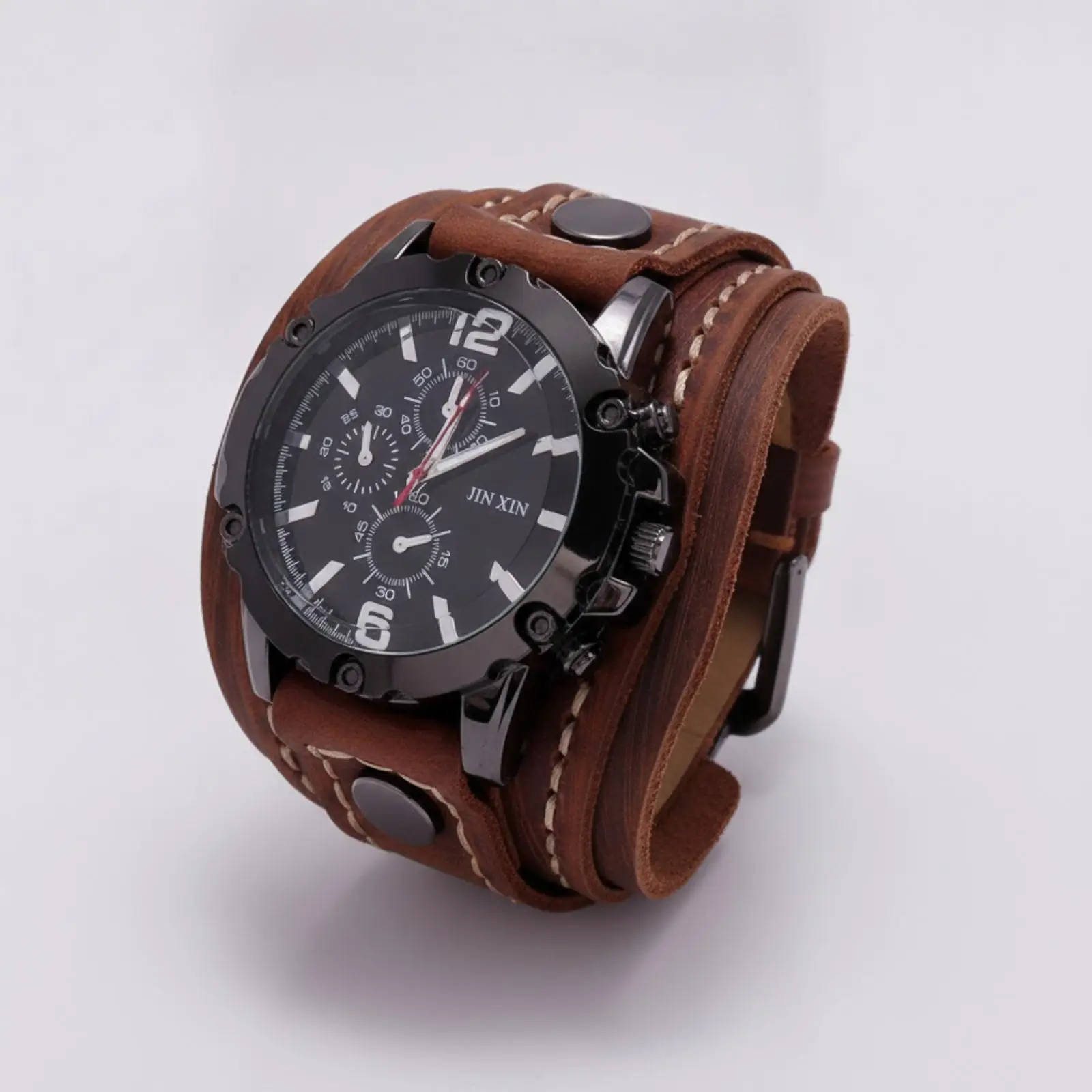 Men's Retro Leather Cuff Watch
