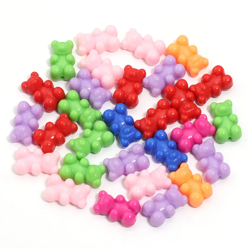30 Stück Bunte Bären-Acrylperlen, Niedliche Teddy-Gummibärchen-Perlen für DIY-Schmuck, Halsketten, Armbänder, Haargummis und Accessoires – Detail 6