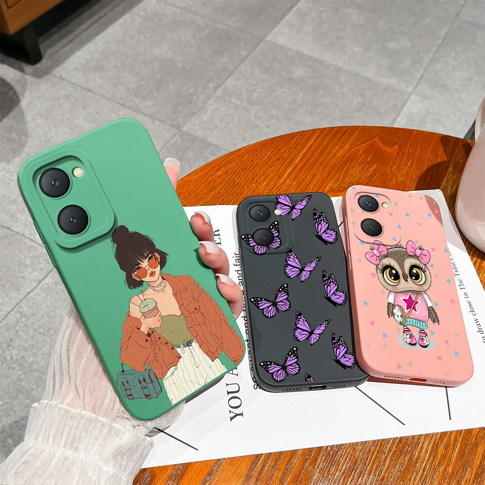 For Vivo Y18 Y18E Y18S Y28S Case Fashion Cute Sweet Girl Smooth Liquid Shockproof Phone Cover For Vivo Y18 E S Y 28S Funda Coque