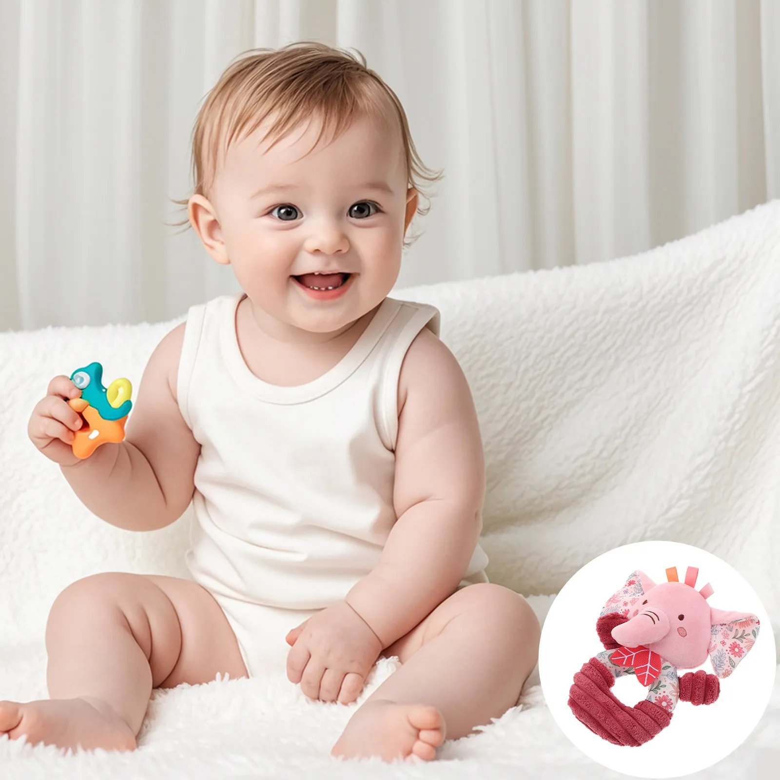 Baby Hand Rattles For Interactive Baby Toy New Moms Soft Elephant Shape Newborn Sensory Development Infant