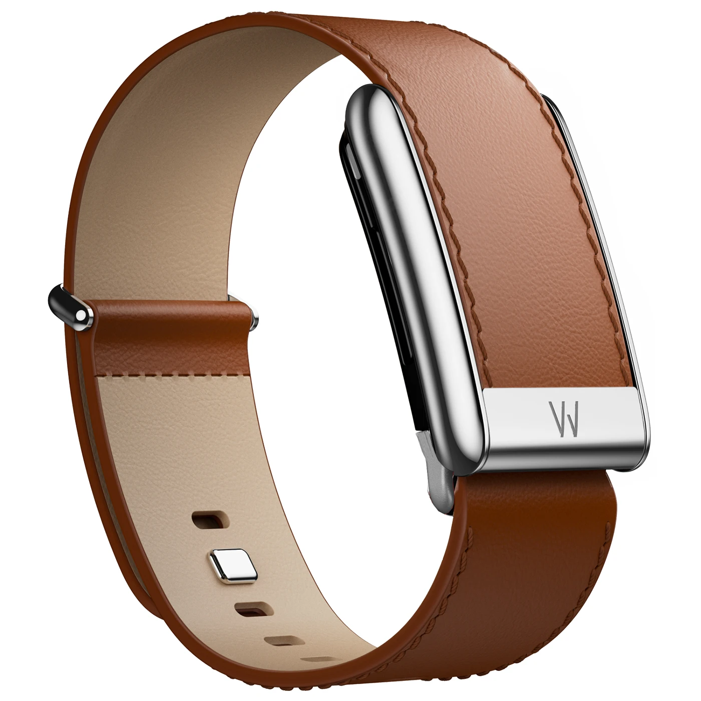 Suitable for Whoop5.0PEAK/LIFE Top Layer Cowhide Strap, Leather Business Premium Strap Replacement Strap with Bright Silver Meta