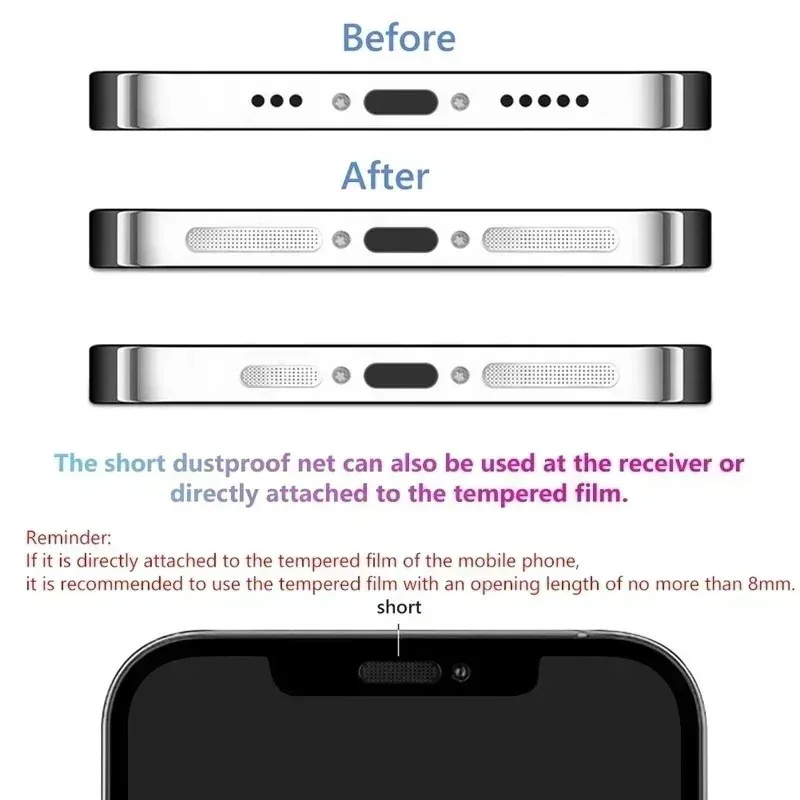 13pcs Universal Metal Mesh Anti Dust Proof Adhesive Phone Sticker Net For iPhone Charge Port Protector Speaker Hole Anti-Dust