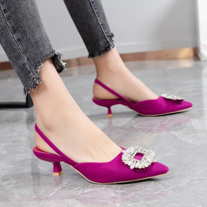2026 Frühling Stiletto-Zehensandalen im koreanischen Stil – Sexy Party-Sandalen für Damen mit Strass – Modische Sommersandalen