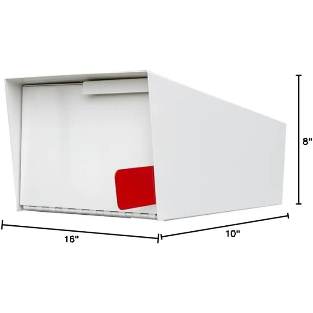 صندوق بريد حديث لمنتصف القرن - تصميم قديم عتيق، أبيض بدون حامل آخر