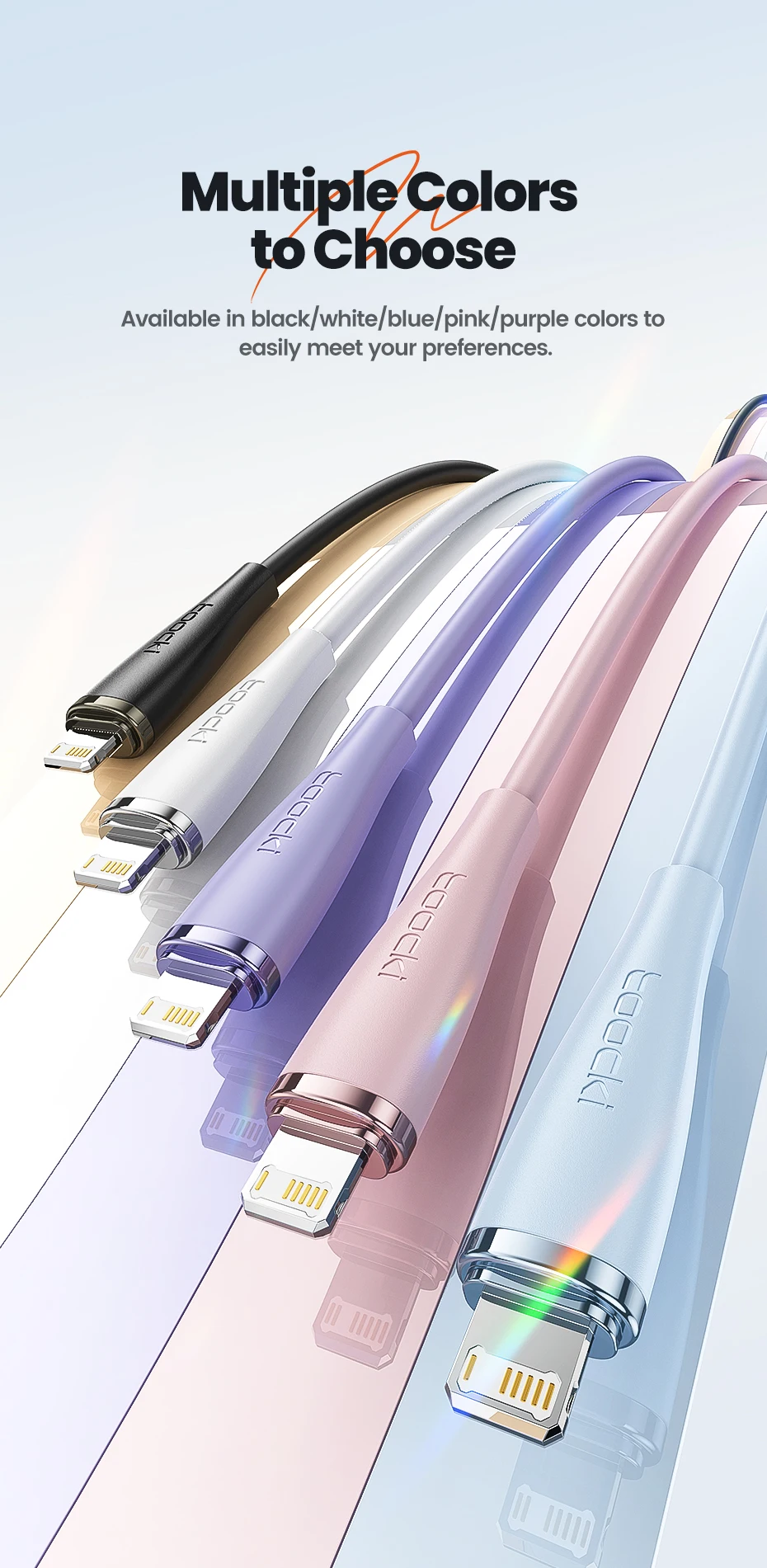 Toocki 2.4A USB Lightning Cable Data Wire for iPhone 14 13 12 Pro Max XR XS 8 7 iPad 9 8 Air 3 AirPods 3 for iPhone Charger Cord