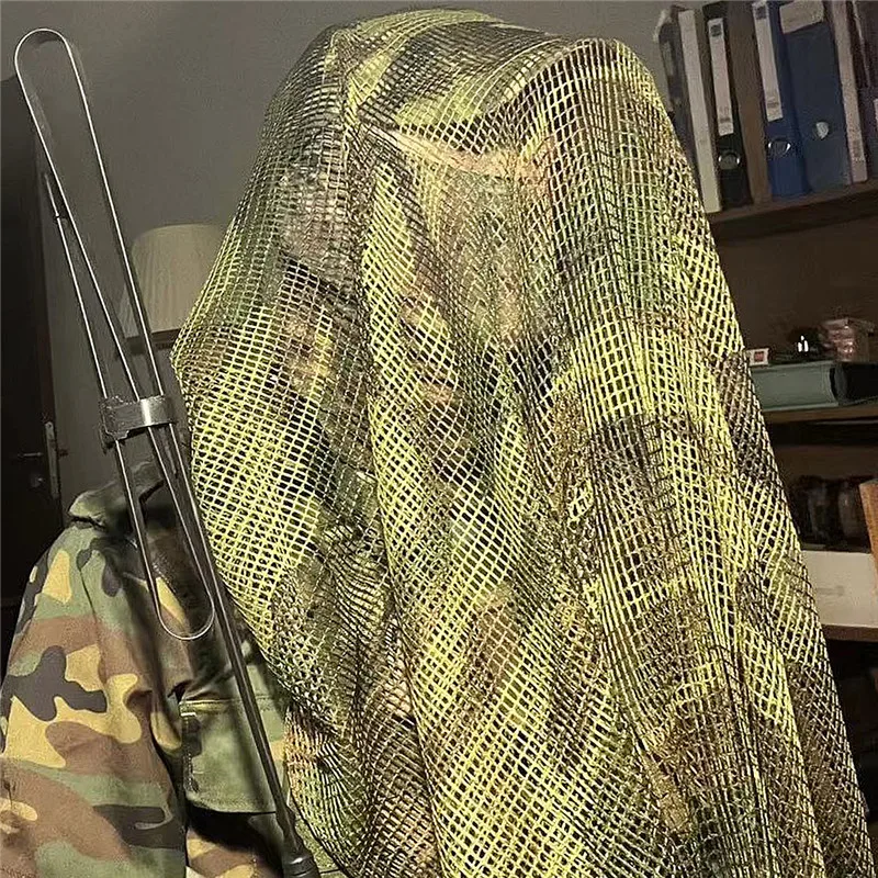 Sniper Jungle Camouflage Concealed Long Breathable Mesh Tactical Scarf Desert Bib Veil Versatile 160X88CM