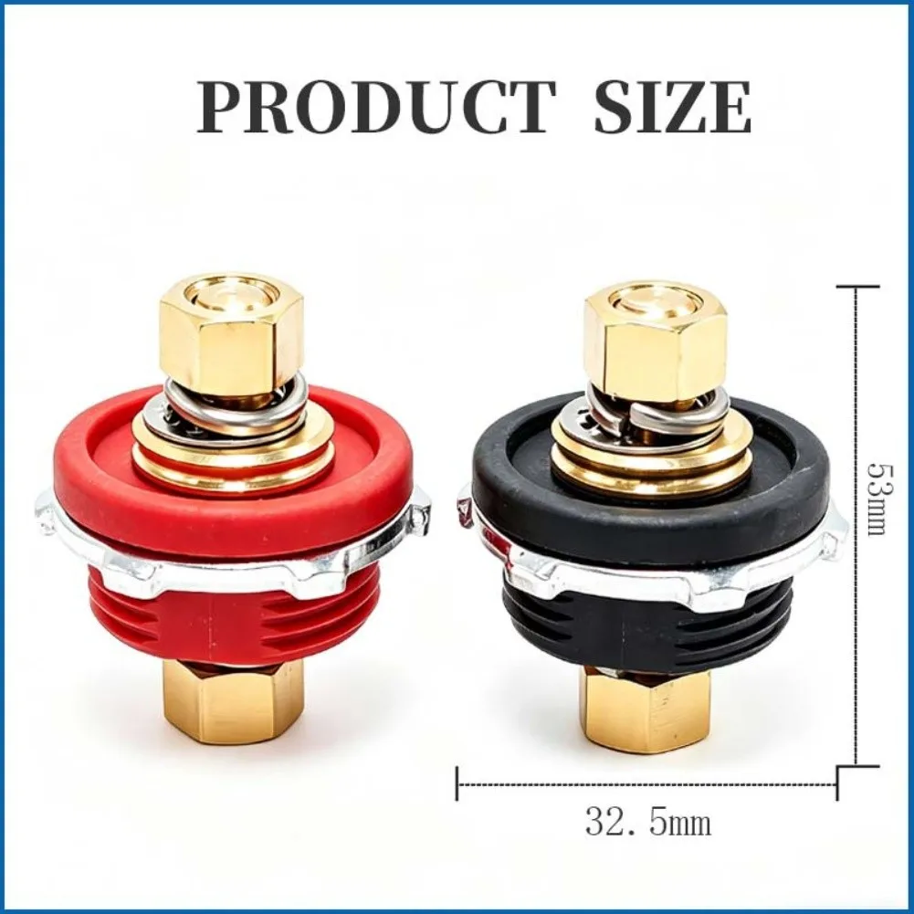 Positive Negative Post Terminal 3/8 Inch Thru Panel For RV Yacht Truck Marine Battery Power Connection Secure Fit Red Black Set