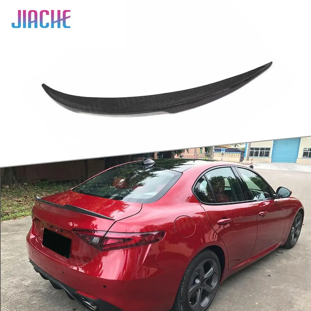 

Carbon Fiber Rear Spoiler Rear Boot Duck Wings for Alfa Romeo Giulia Spoiler 2015-2019 Trunk Trim Sticker Car Styling