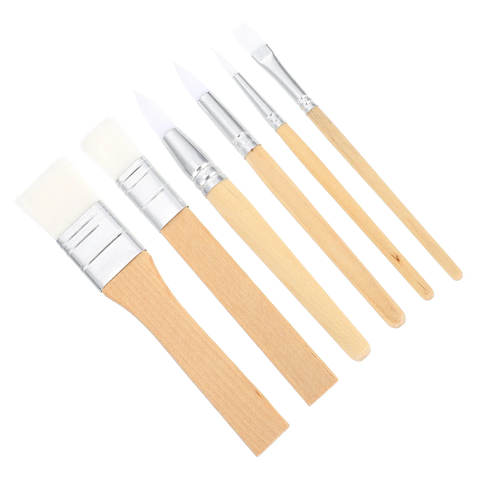 6Pcs Watercolor Painting Brush Set Wool Short Crude Rod Streamlined Pen Body Comfortable Art Supplies for Beginners Hobbyists