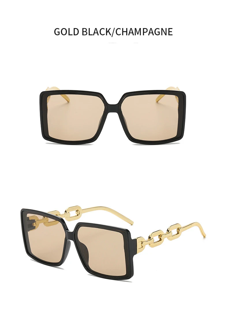 Personalisierte Hip-Hop-Ketten-Sonnenbrille, modische quadratische Brille mit großem Rahmen, trendige Sonnenbrille für Straßenfotografie 18126 – Detail 12