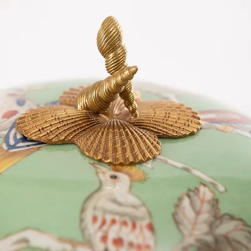 European designer style creative hand-painted luxury brass mini storage box exquisite home ceramic jewelry