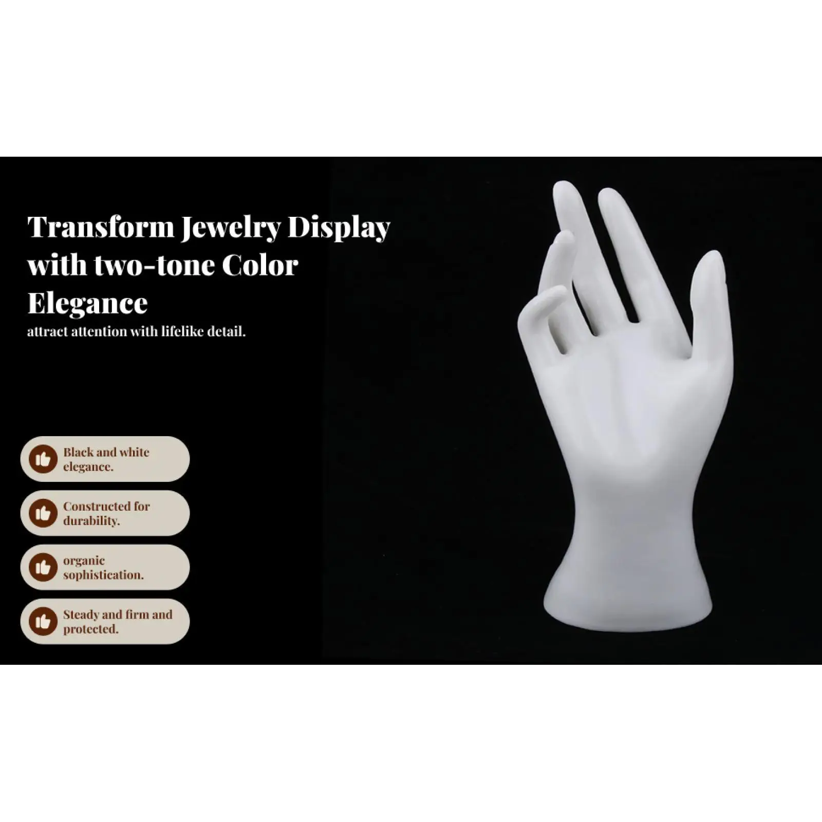 

Бело-черная подставка-манекен для демонстрации ювелирных изделий: прочная ПВХ-стойка для колец и браслетов для витрин магазинов