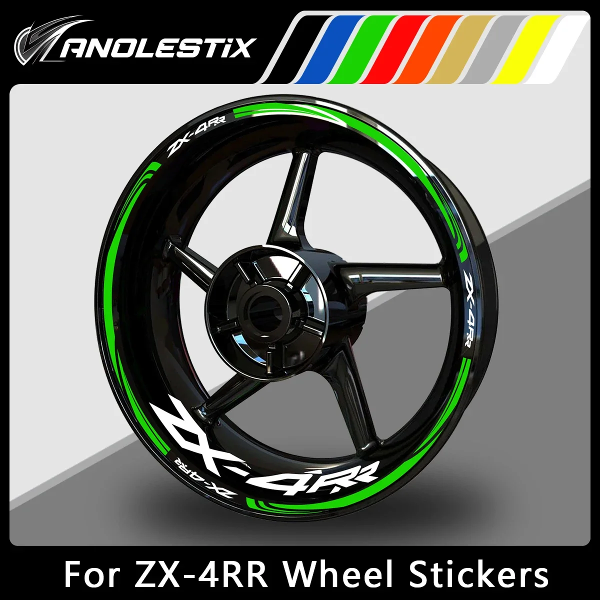 

AnoleStix Reflective Motorcycle Wheel Sticker Hub Decal Rim Stripe Tape For Kawasaki Ninja ZX-4RR ZX4RR