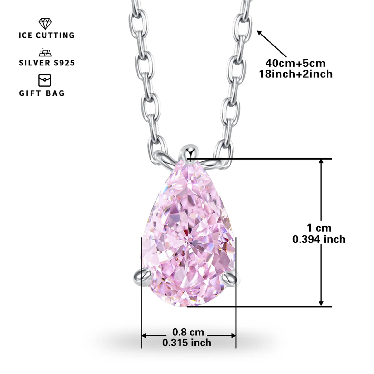 S925 silver plated platinum and golden High carbon ice flower cut Pink pear Zircon women's pendant necklace fine jewelry gift