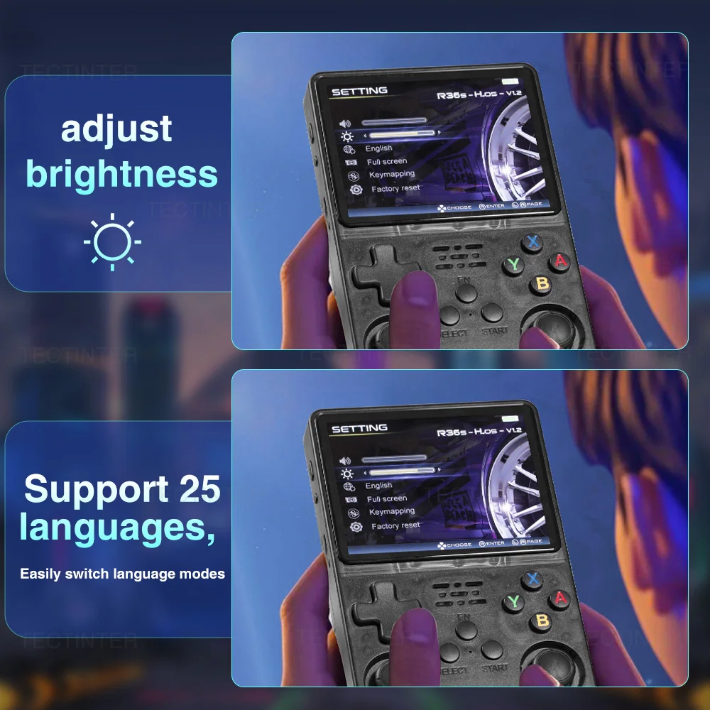R36HD Pemutar Game Genggam Retro Sistem Linux Layar IPS 3.5 Inci Konsol Video Game Mini Portabel Bawaan 64G 20000 + Game