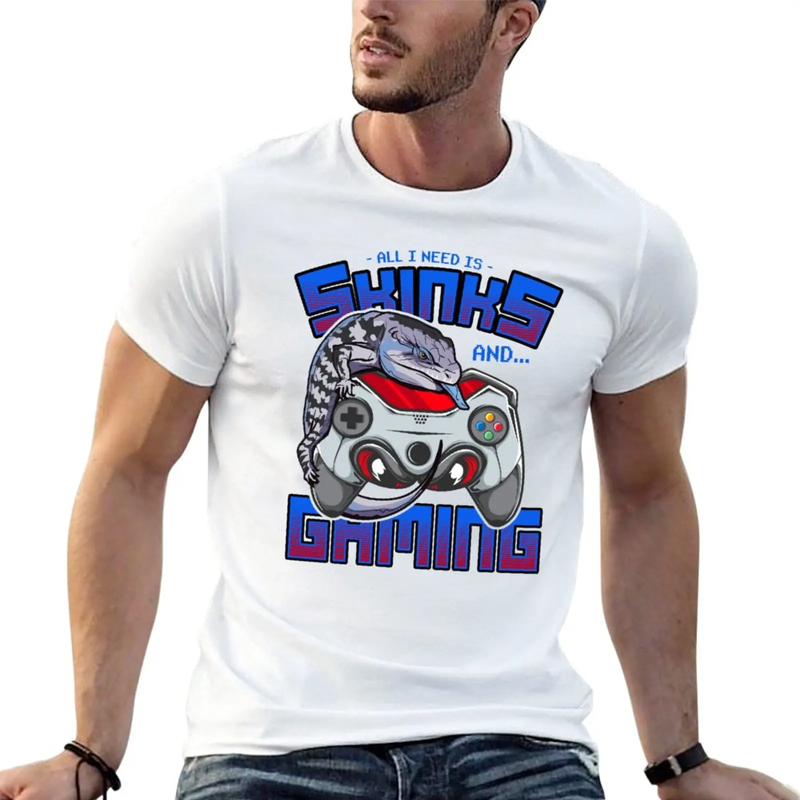 All I Need Is Blue Tongue Skinks & Gaming Video Game Reptile T-Shirt boys animal print shirt Tee shirt mens t shirt