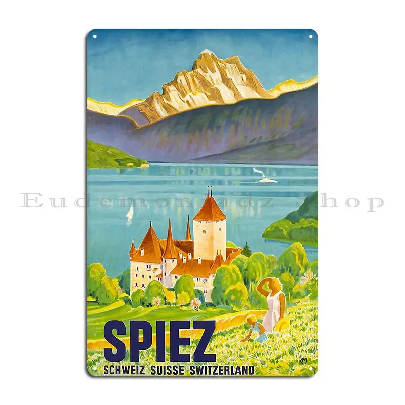 Spiez Suisse Travel Poster Metal Plaque Poster Customize Living Room Cave Wall Mural Garage Tin Sign Poster