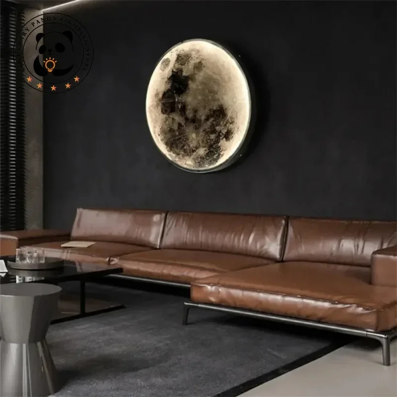 Modern Designer Wall Lamp Art Luxury Round Moon Mural Sconces Decor Home Bedroom Bedside Parlor Hotel Villa Homestay LED Fixture