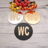 Mirror WC Door Sign Stickers Round Shape Laser Cut Acrylic 3D DIY New House Toilet Signs Home Decoration Accessories Wall Decor