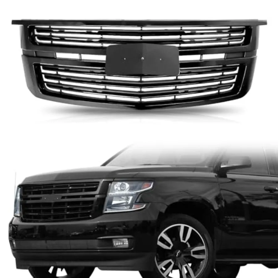 شبكة أمامية علوية من الكروم شواية علوية أمامية لسيارة شيفروليه تشيفي تاهو 20152020 مقاومة للحرارة ومقاومة للتآكل ومقاومة للصدمات #1