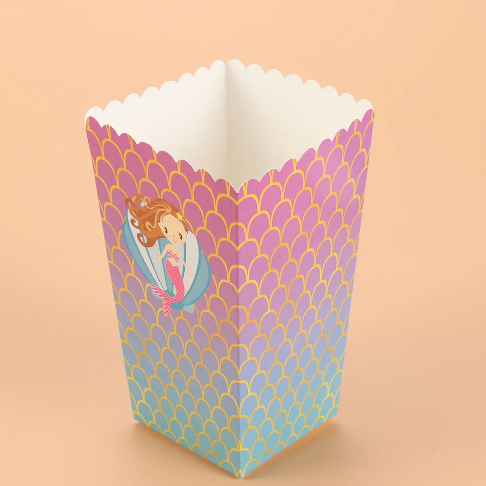 

24 Pcs Popcorn Favor Mermaid Party Supplies Paper Containers Carton Boxes Cartoon