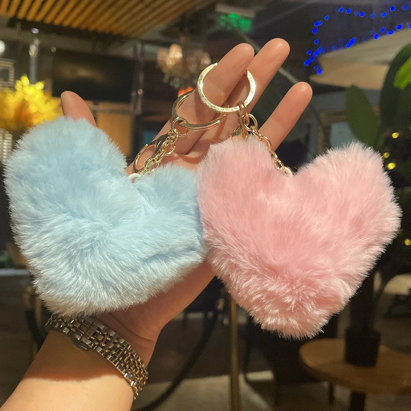 Adorabile peluche a forma di cuore portachiavi cuore cellulare ciondolo palla per capelli auto borsa da donna ciondolo decorazione regalo di san valentino ragazza