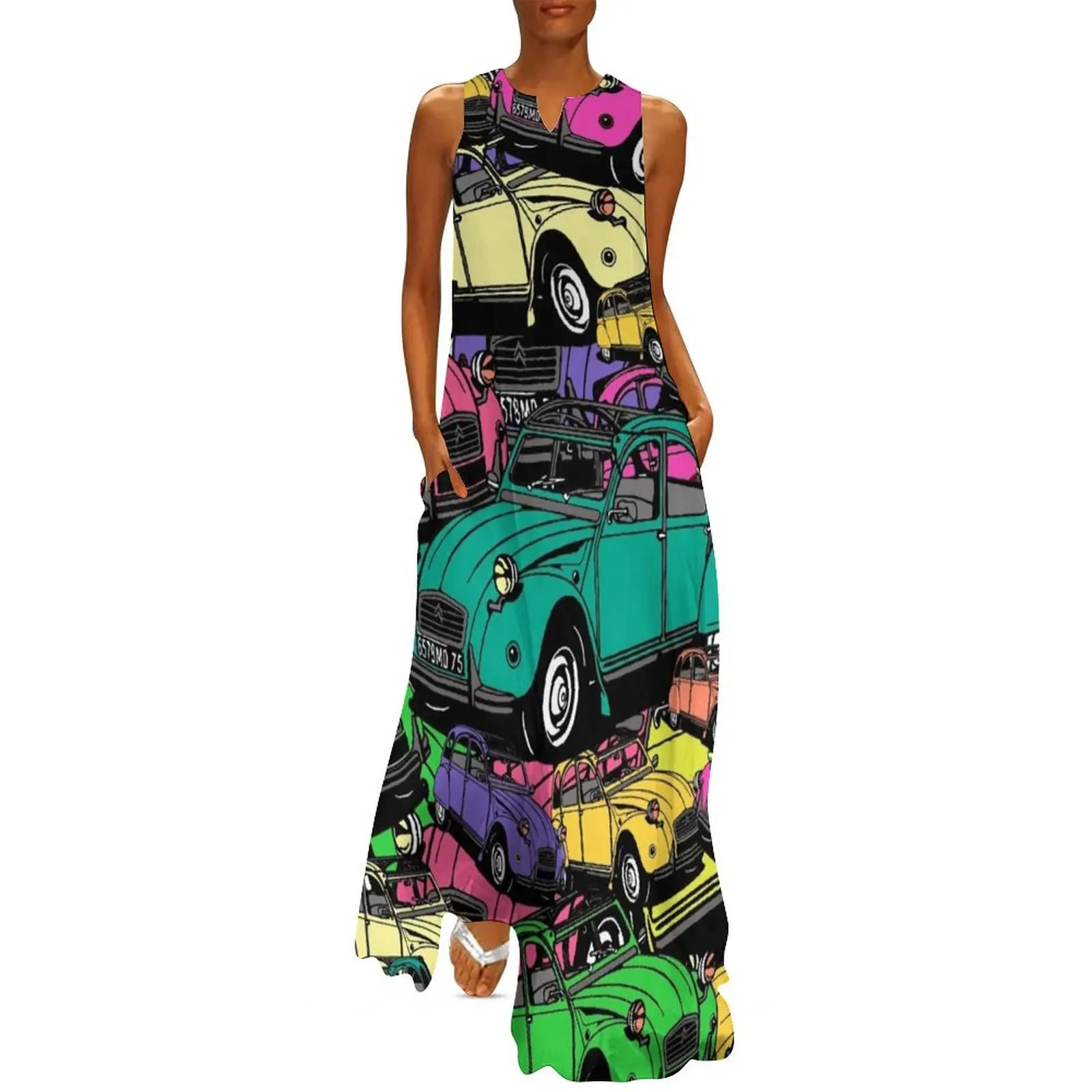 Citroen 2cv, colorful vintage car hidden object picture Long Dress Women's dress women's clothing summer 2025 novelties Dress