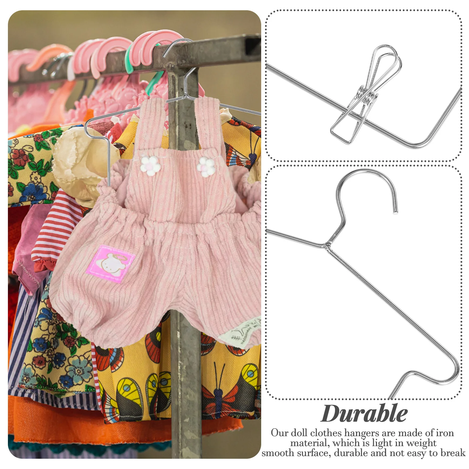 Mini-Kleiderbügel für Kleidung, 45,7 cm, Baby-Kleiderbügel mit Clips, Metall-Hemdenständer, kleine Ständer, Puppenhaus-Dekor, Möbelset
