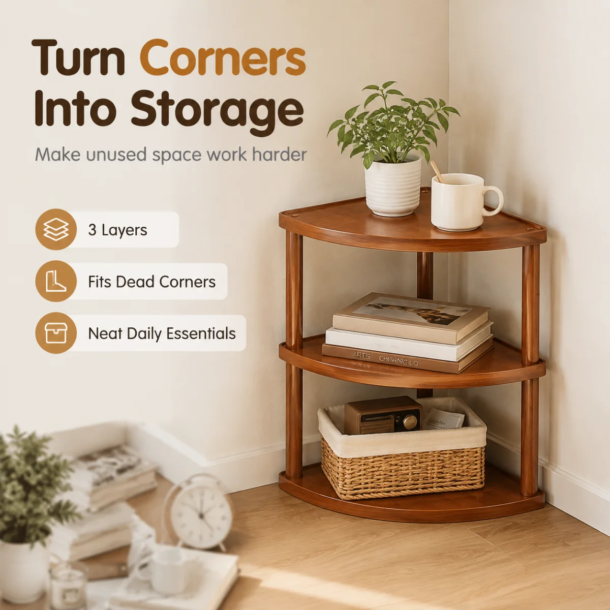 Tea cup storage rack, desktop water cup tea set placement rack, kitchen living room corner, multi-layer small antique cup holder
