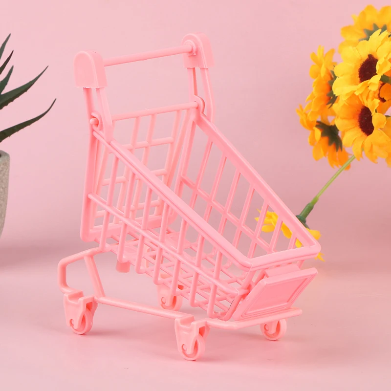 1PC Mini Shopping Cart Trolley Toy Dollhouse Miniture For Doll Toy Cake Decoration Children Gift Miniature Shopping Cart Storage