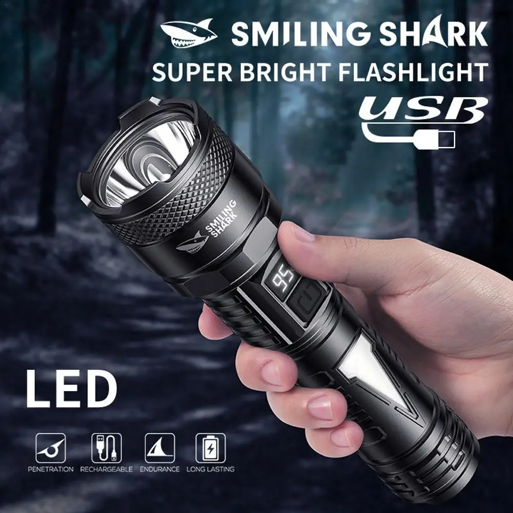 Rechargeable LED Flashlight 4 Mode Ultra Strong Powerful Torch Light Built-in Battery Tactical Flashlight For Outdoor Camping