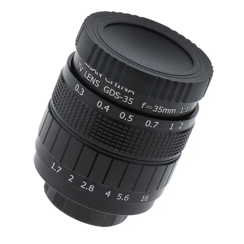 35mm F1.7 Manual Focus C Mount TV Lens Fixed CCTV Lens for Mirrorless Cameras and Video Production