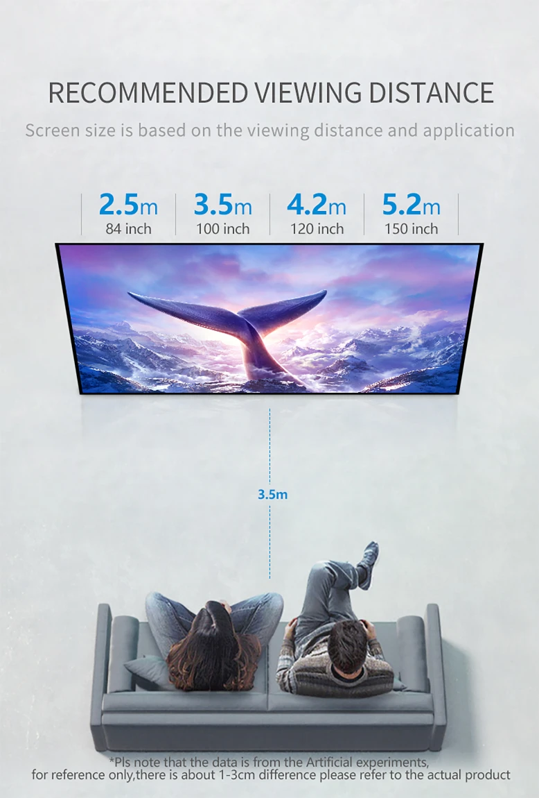 Tela de projeção transparente para casa com estrutura fixa de tecido acústico de alta definição 4K de 100 polegadas