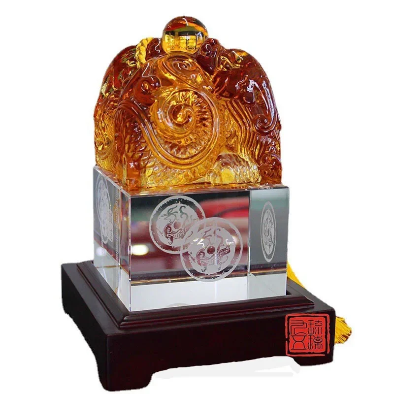 

Gufa Liuli Long Seal Glass Ornament Company Listing Anniversary Souvenir High-end Gift Crystal
