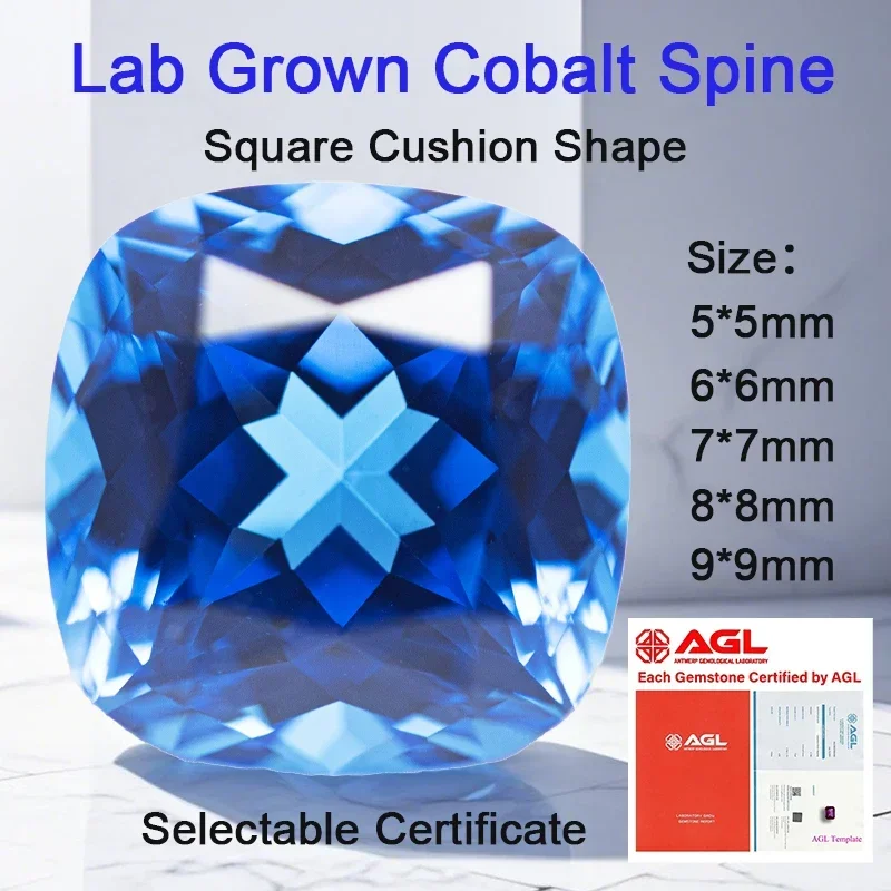 

Lab Grown Cobalt Spinel Blue Demon Color Square Cushion Shape VVS1 Gemstone Beads for Jewelry Making Selectable Certificate