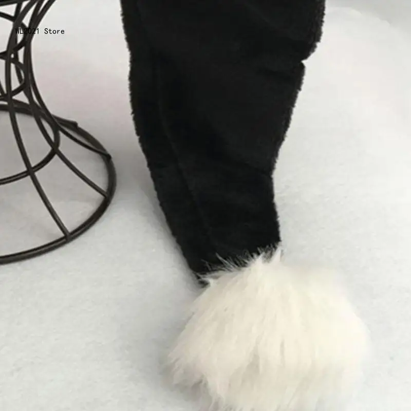 Black and White Adults Xmas Christmas Santa Hat with Faux Fur Trim for New Year Festive Holiday Party Supplies