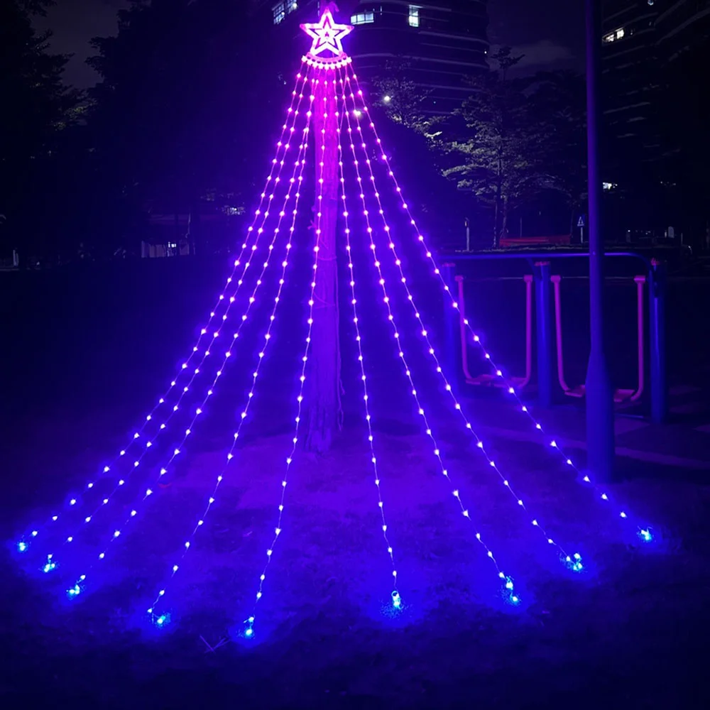 9 Strand 3M RGB Dream Color Christmas Star String Light Outdoor Garden Tree Waterfall Fairy Light Party Holiday Decor Garland