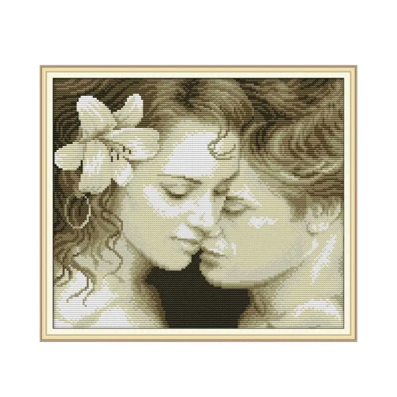 Plain Color Couple Series Cross Stitch Kits Embroidery Room Decoration 11CT 14CT Stamped Fabric Handmade Set Needlework Sewing