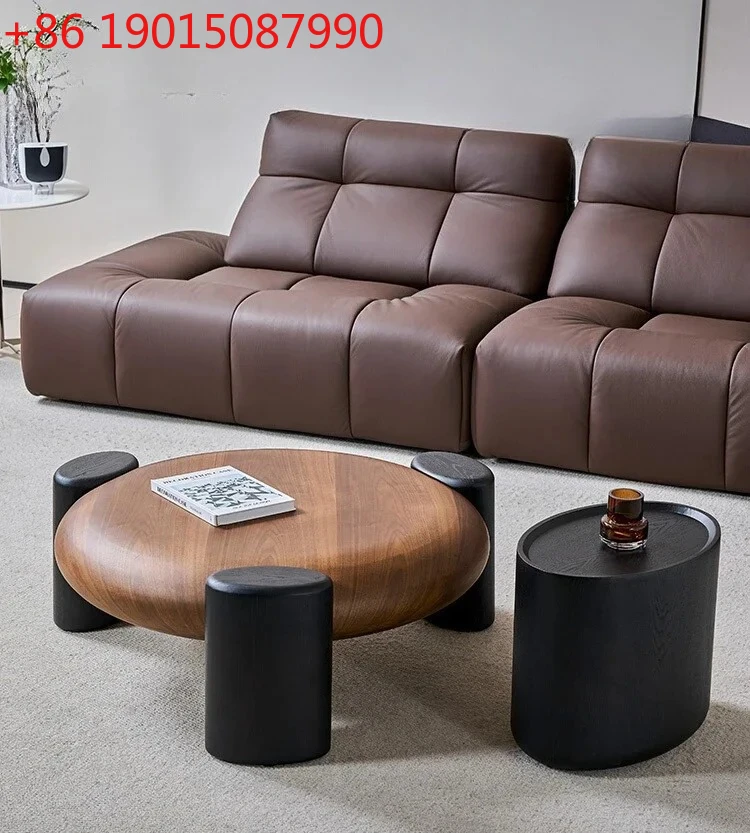 

Итальянский минималистичный круглый журнальный столик из массива дерева, современный простой домашний журнальный столик для гостиной