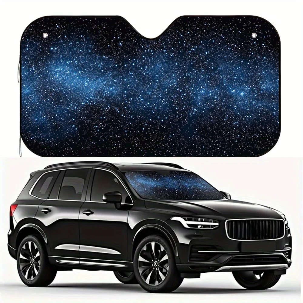 1pc 2D Flat Galactic Stars Design Car Sunshade With 4 Suction Cups – Keeps Your Car Cool, Foldable & Easy To Install, Suitable F