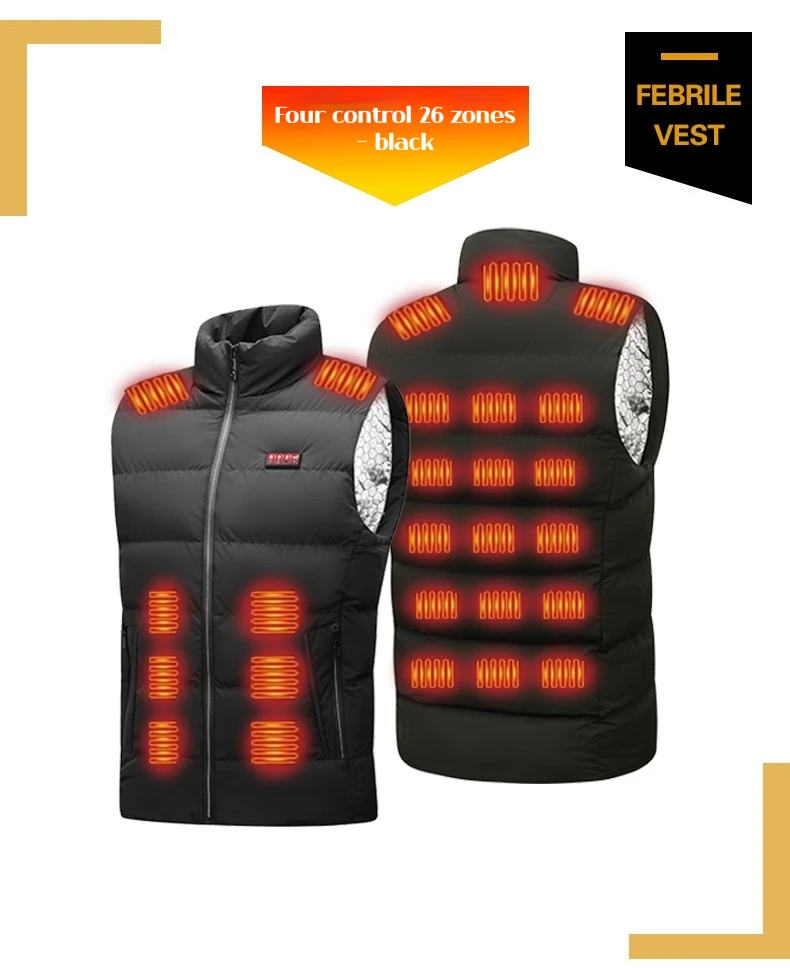 

26-зонный мужской интеллектуальный электрический жилет с зарядкой через USB, нагревательный костюм для зимы, мужской и женский универсальный костюм с постоянной температурой