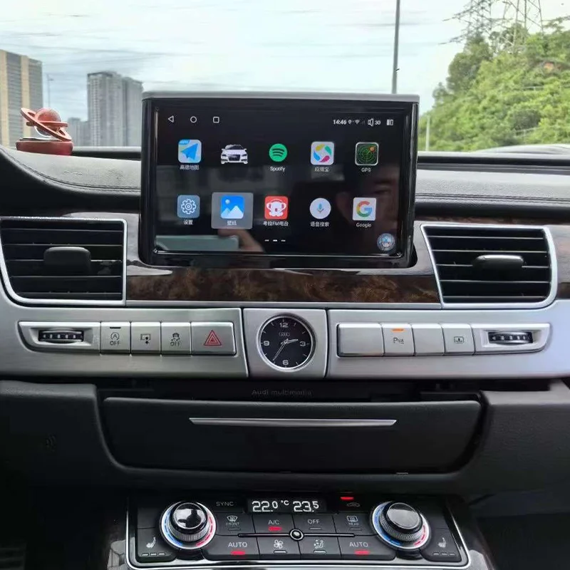 8GB+64GB Android 12 Qualcomm CarPlay For Audi A8 A8L D4 2004-2011 retractable Car Radio Screen Multimedia Player GPS Navigation