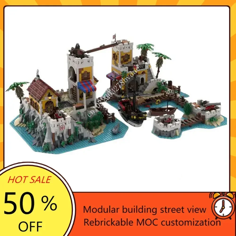 

4311PCS Customized MOC Pirate Series Imperial Trading Post Model Building Blocks Technology Bricks DIY Assembly Kids Toys Gifts