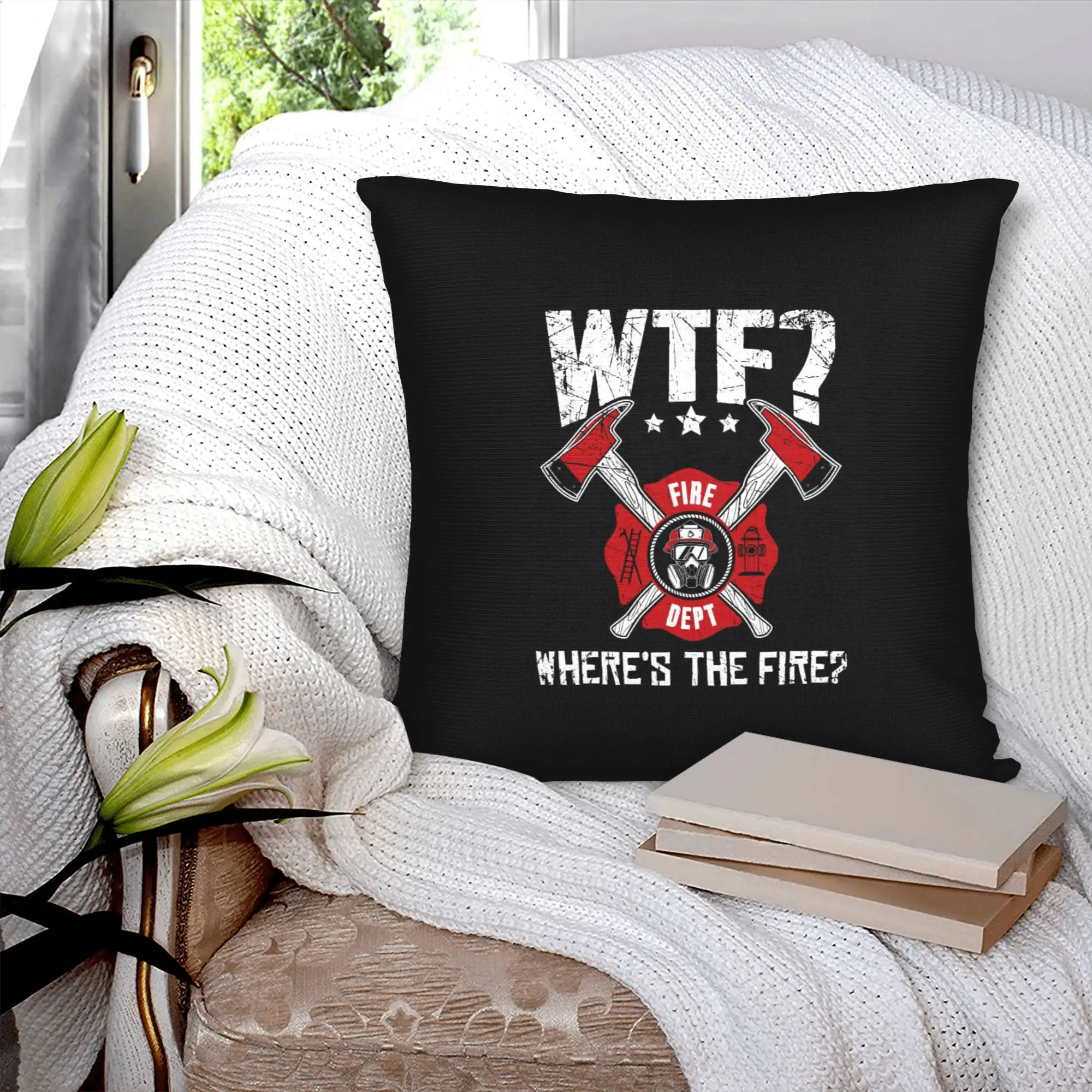 Fire Rescue Firefighter Throw Pillow Case for Living Room  Nordic Cushion Cover Velvet Pillowcase
