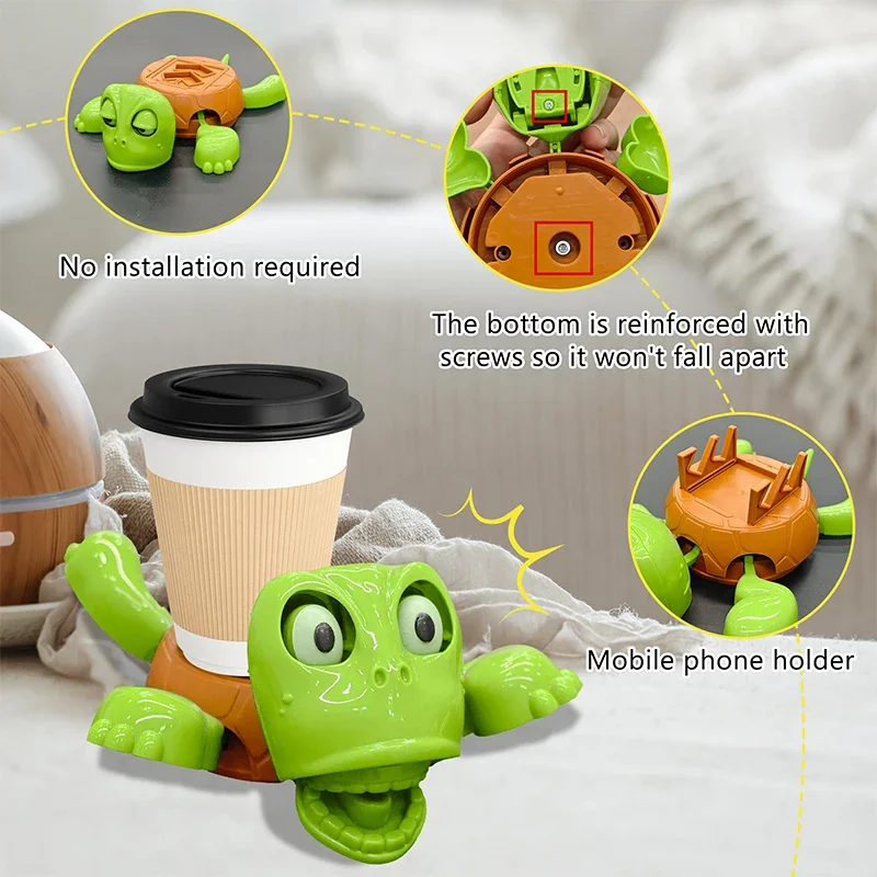 New Multifunctional Fun Turtle Coaster - Can Be Used As A Coaster And Phone Holder With Interesting Expressions Turtle Coaster