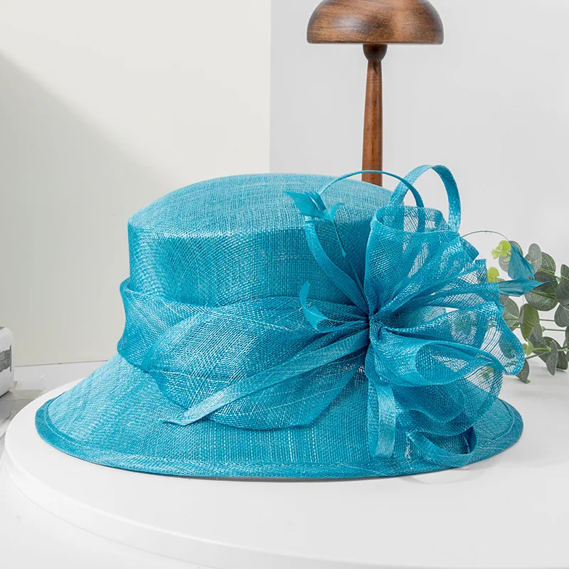 High quality Filipino linen gauze hat 2024 new British vintage elegant female banquet top hat