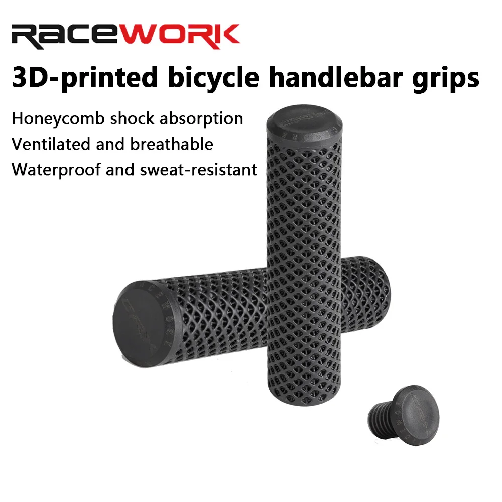 AliExpress NONE RACEWORK 3D Printed Bicycle Grips MTB Shock Absorbing Mountain Bike Handlebar Anti-Slip Grip