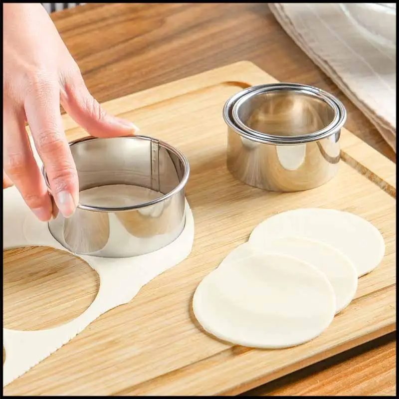 New Stainless Steel Dumpling Maker Kit – 3 Size Round Jiaozi Wrapper Cutters & Press Molds For Home Baking Cookies