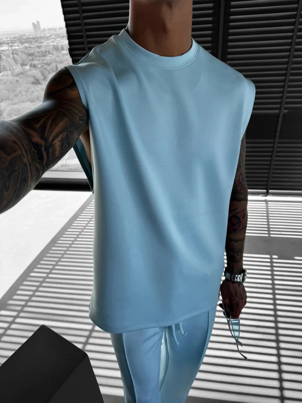 Men 2025 summer new sports casual fashion crewneck vest solid color quick dry loose sports vest